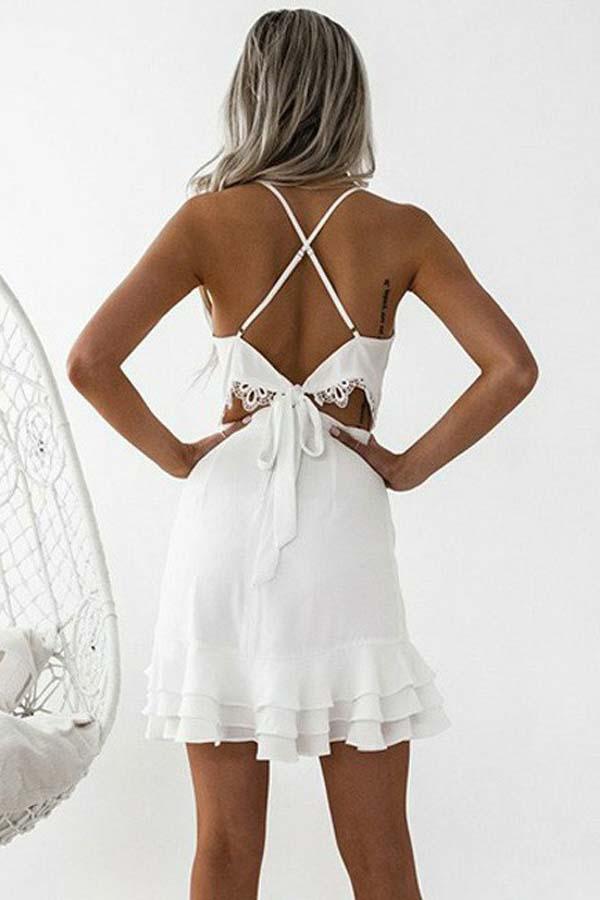 Sheath Spaghetti Straps Pleated White Satin Homecoming Dress