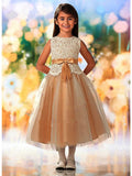 Kurzes A-Linien-Kleid mit Spitze und Tüll, ärmellos, Rundhalsausschnitt, für Hochzeit, Party, Blumenmädchenkleider