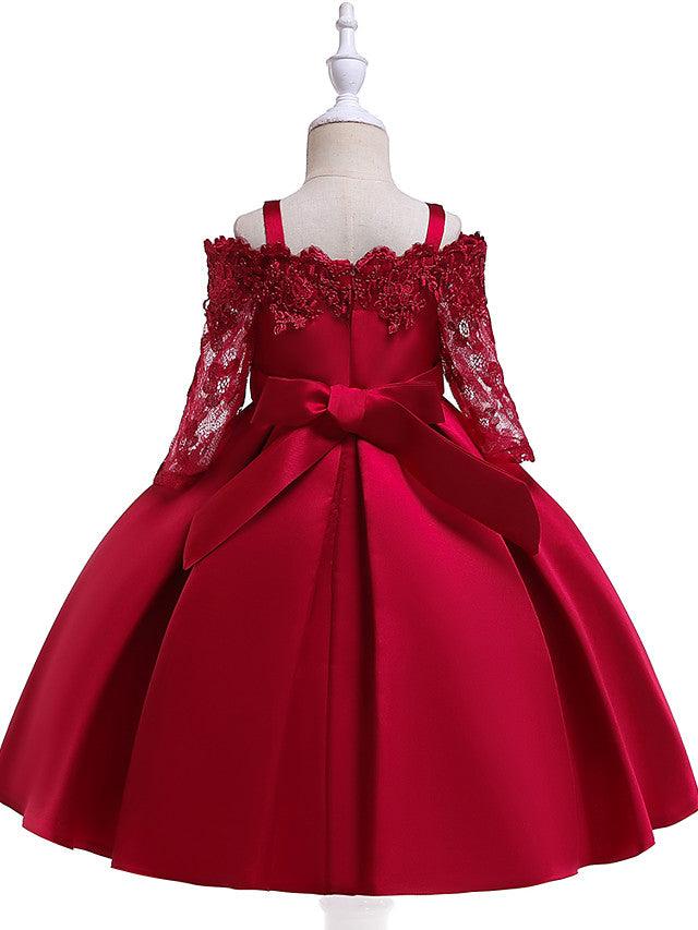 Vestidos cortos de niña de las flores con mangas, corte A, hombros descubiertos, para bodas, cumpleaños y desfiles