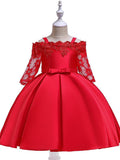 Vestidos cortos de niña de las flores con mangas, corte A, hombros descubiertos, para bodas, cumpleaños y desfiles