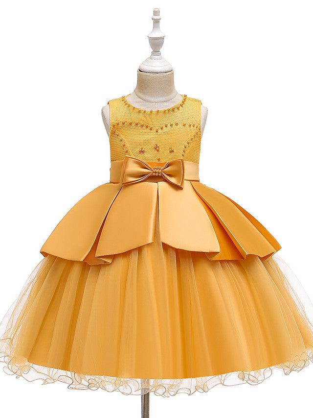 Short A-Line Tulle Satin Jewel Neck Wedding Party Communion Dresses