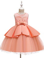 Short A-Line Tulle Satin Jewel Neck Wedding Party Communion Dresses