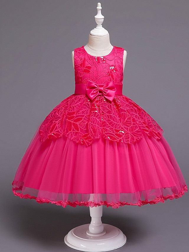 Vestido corto de tul sin mangas con cuello joya para fiesta de bodas y niñas de las flores