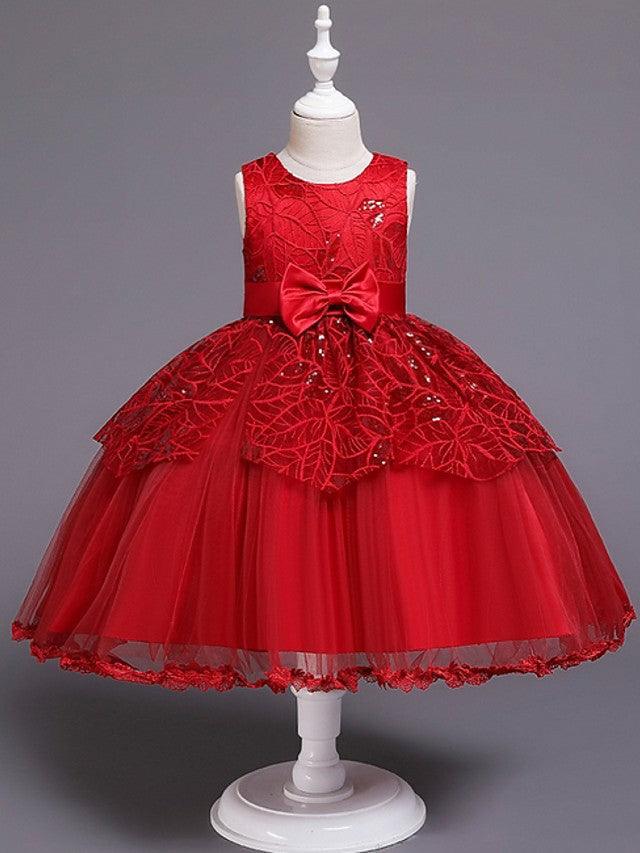 Vestido corto de tul sin mangas con cuello joya para fiesta de bodas y niñas de las flores