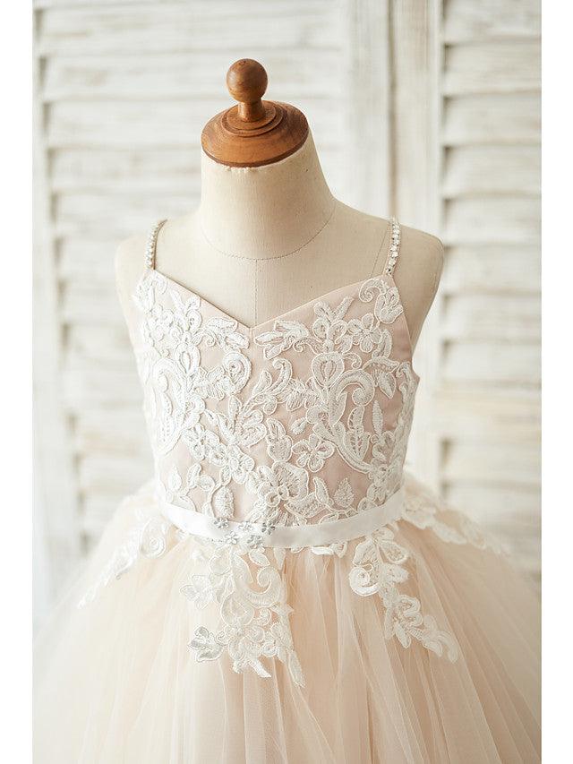 Kurzes Ballkleid Tüll Spaghettiträger Hochzeit Geburtstag Blumenmädchenkleider