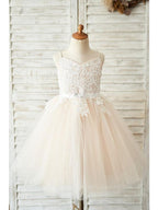 Kurzes Ballkleid Tüll Spaghettiträger Hochzeit Geburtstag Blumenmädchenkleider