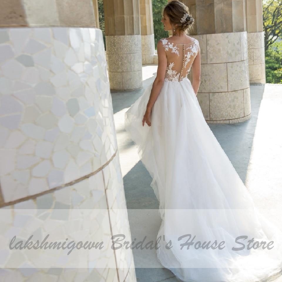 Vestidos de novia elegantes de corte alto y bajo con corte delantero y trasero corto de NumberSea
