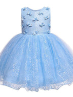 Vestido de princesa corto de tul con cuello joya para fiesta de bodas, vestidos de niña de las flores