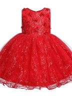 Vestido de princesa corto de tul con cuello joya para fiesta de bodas, vestidos de niña de las flores