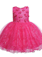 Vestido de princesa corto de tul con cuello joya para fiesta de bodas, vestidos de niña de las flores