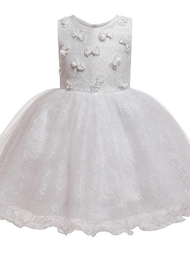 Vestido de princesa corto de tul con cuello joya para fiesta de bodas, vestidos de niña de las flores