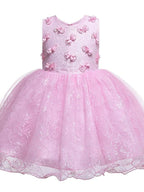 Vestido de princesa corto de tul con cuello joya para fiesta de bodas, vestidos de niña de las flores