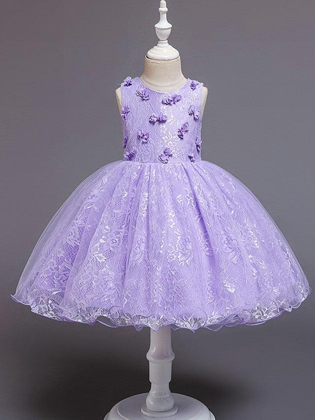 Vestido de princesa corto de tul con cuello joya para fiesta de bodas, vestidos de niña de las flores