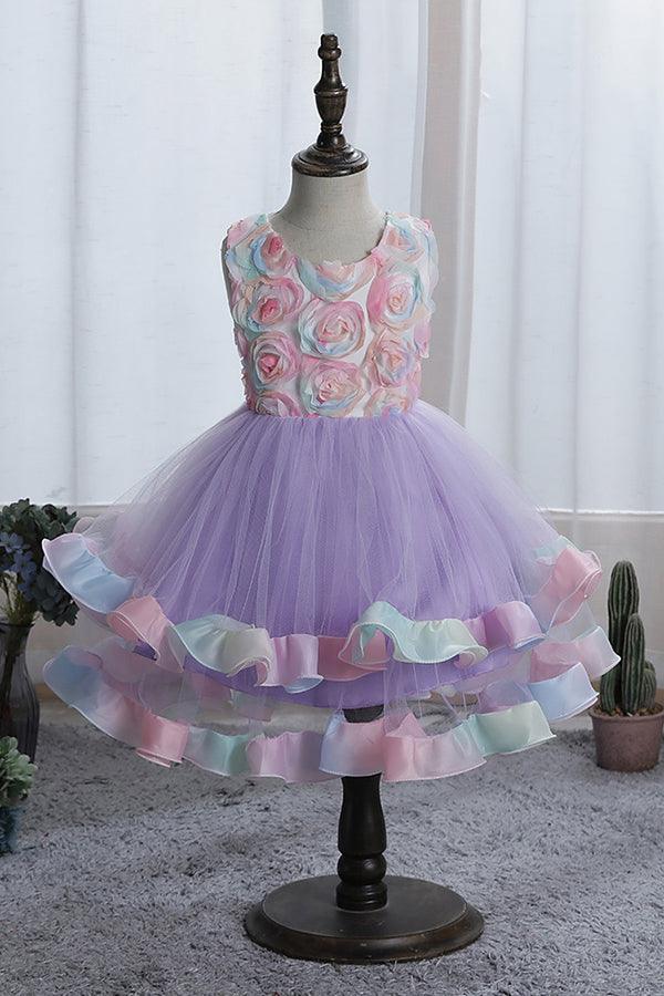 Kurze Prinzessin Blumen Tüll Blumenmädchenkleider