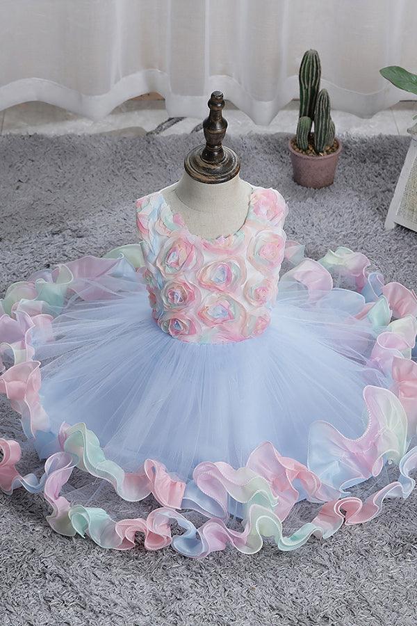 Kurze Prinzessin Blumen Tüll Blumenmädchenkleider