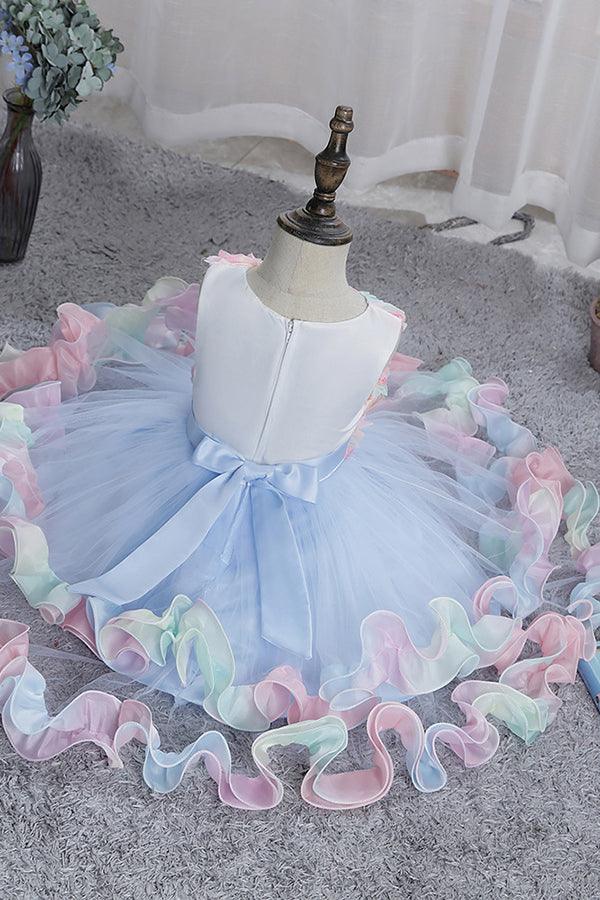 Kurze Prinzessin Blumen Tüll Blumenmädchenkleider