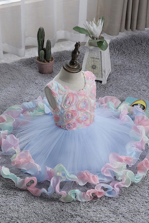 Kurze Prinzessin Blumen Tüll Blumenmädchenkleider