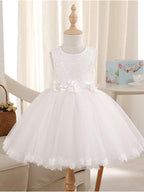 Short Princess Jewel Neck Pageant Flower Girl Dresses