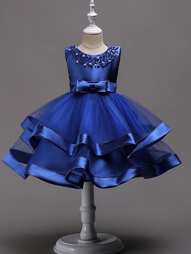 Vestidos de niña de las flores con escote joya de princesa corto para boda, primera comunión y desfile