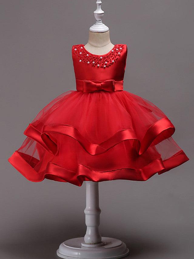 Vestidos de niña de las flores con escote joya de princesa corto para boda, primera comunión y desfile
