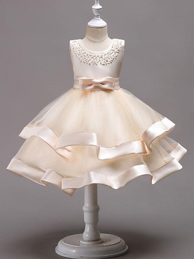 Vestidos de niña de las flores con escote joya de princesa corto para boda, primera comunión y desfile