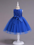 Kurzes Prinzessinnen-Kleid mit Spitze und Tüll, ärmellos, Rundhalsausschnitt, für Hochzeit, Geburtstag, Party