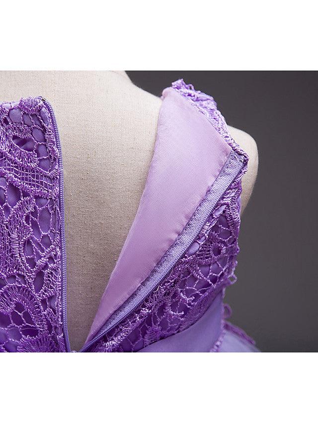 Vestidos de niña de las flores, cortos, de poliéster, sin mangas, con cuello joya, para fiesta y desfile