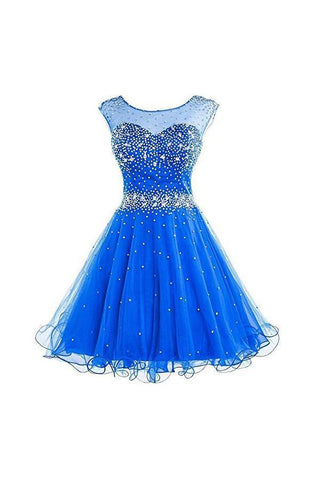 Short Tulle Beading Homecoming Dress Graduation Gown