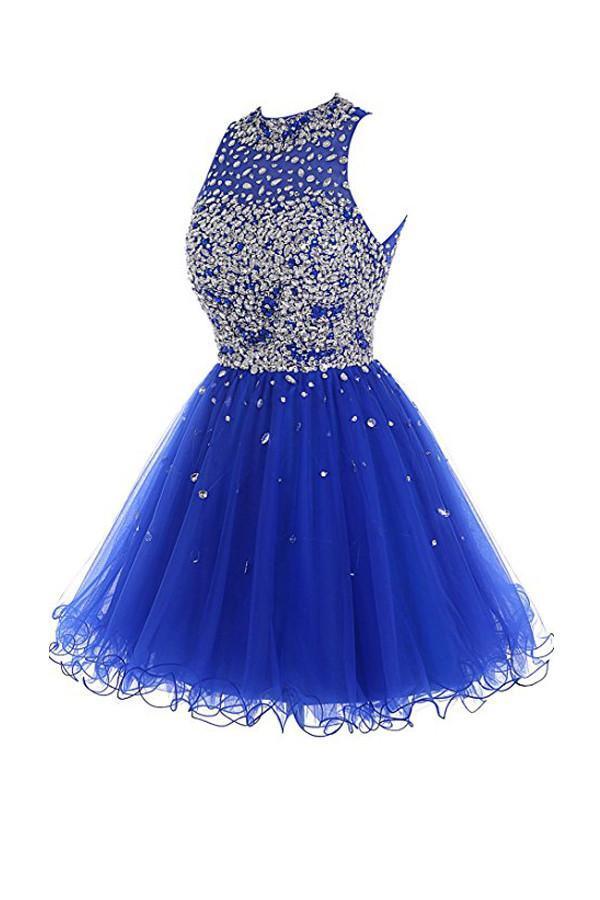 Short Tulle Beading Homecoming Dress Prom Gown
