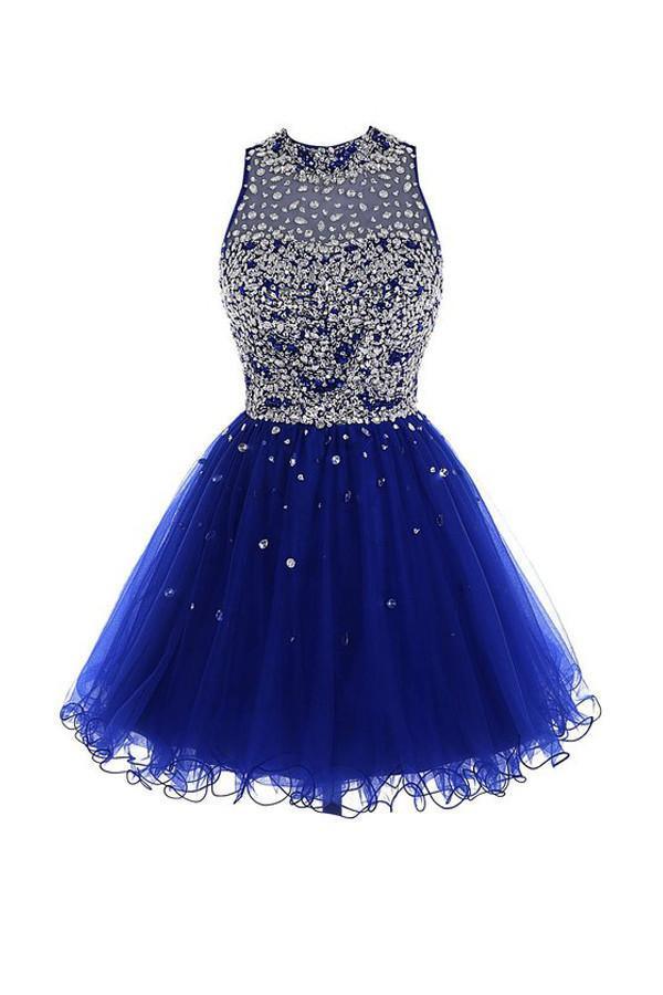 Short Tulle Beading Homecoming Dress Prom Gown