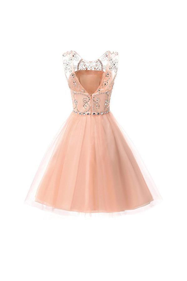 Vestidos cortos de tul con cuentas para el regreso a casa, vestidos de fiesta y graduación PG076