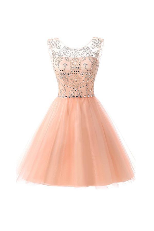 Vestidos cortos de tul con cuentas para el regreso a casa, vestidos de fiesta y graduación PG076