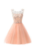 Vestidos cortos de tul con cuentas para el regreso a casa, vestidos de fiesta y graduación PG076