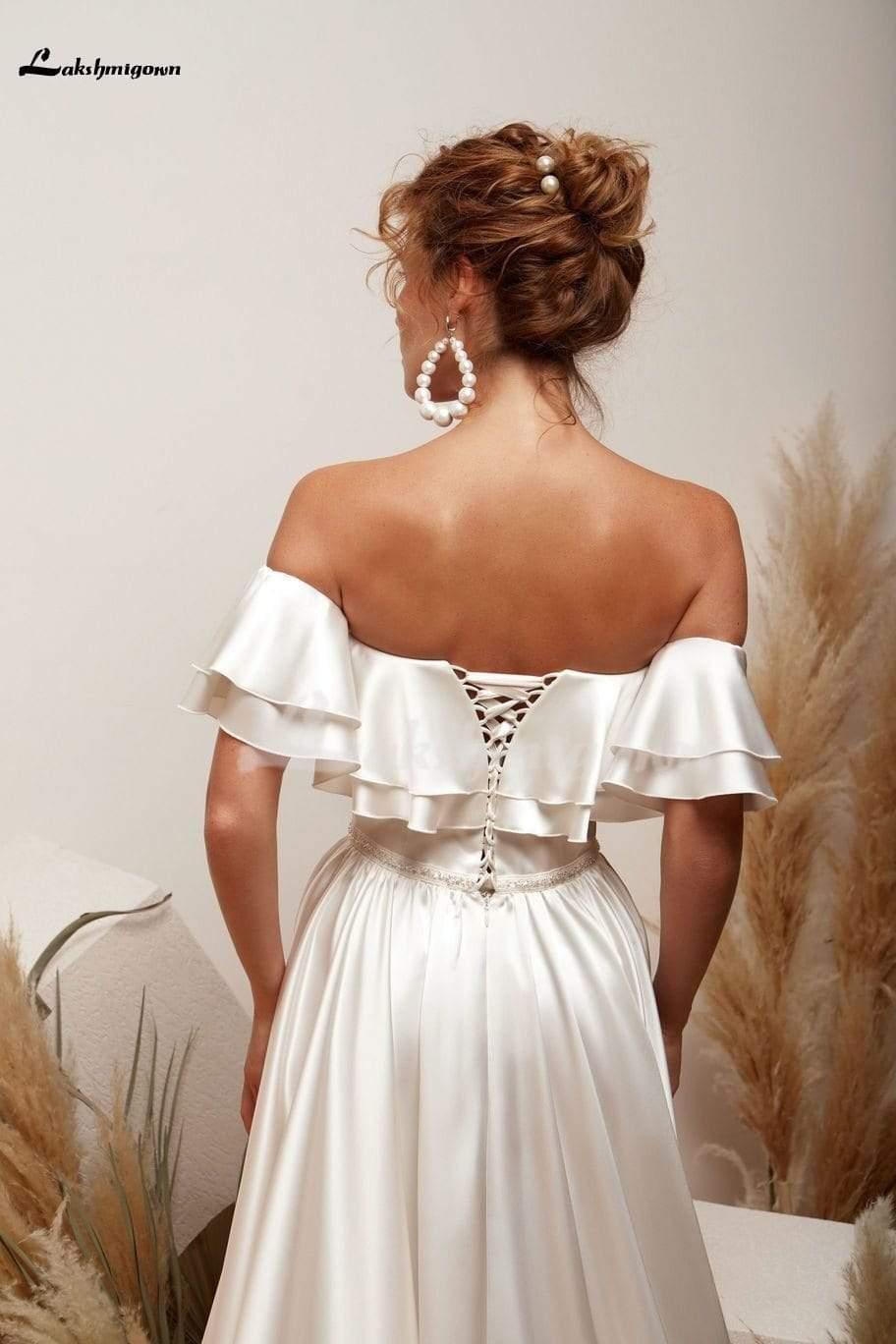 Vestido de novia elegante de seda de corte A de NumberSea