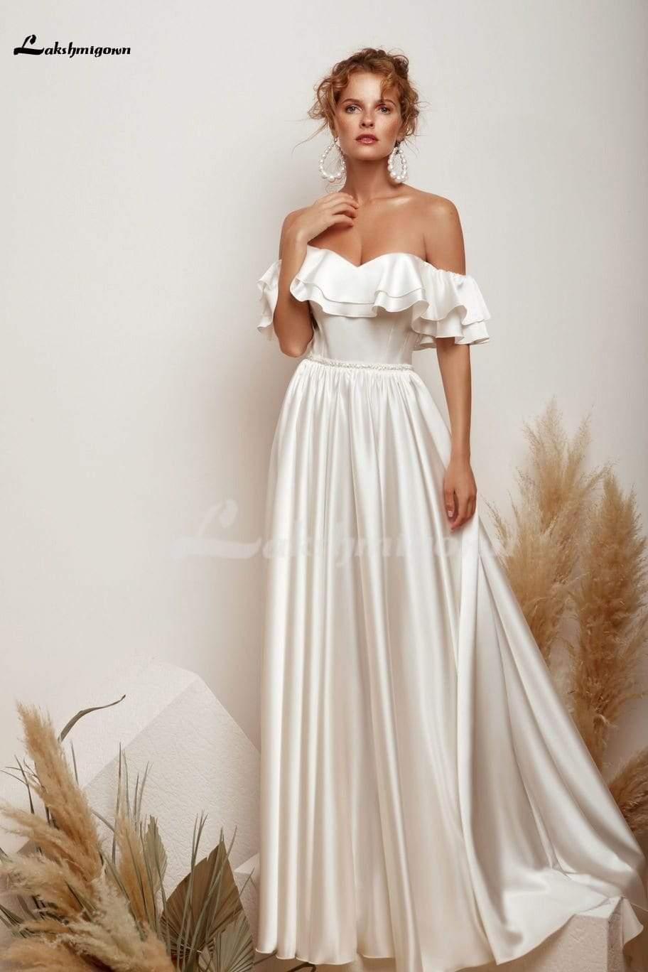 Vestido de novia elegante de seda de corte A de NumberSea