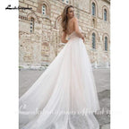 Vestido de novia NumberSea sencillo de encaje con escote en V y corte A, blanco, sin mangas