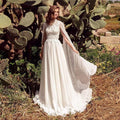 NumberSea Schlichte Strand-Boho-Brautkleider mit Cape, offenem Rücken und Spitze
