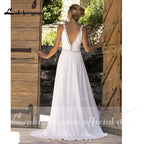 Vestido de novia de playa sencillo NumberSea, corte princesa, corte A