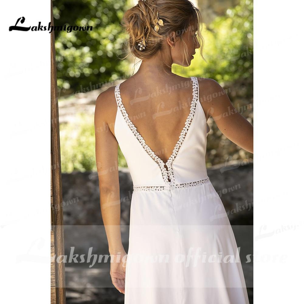 Vestido de novia de playa sencillo NumberSea, corte princesa, corte A