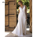 Vestido de novia de playa sencillo NumberSea, corte princesa, corte A