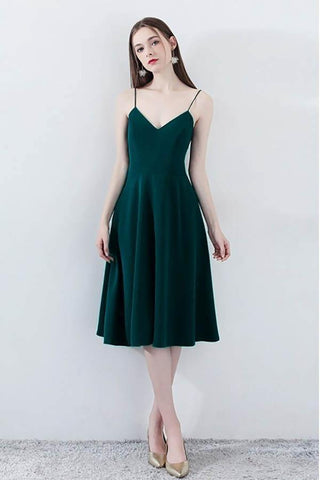 Simple Chic Dark Green Homecoming Dress V-neck with Straps