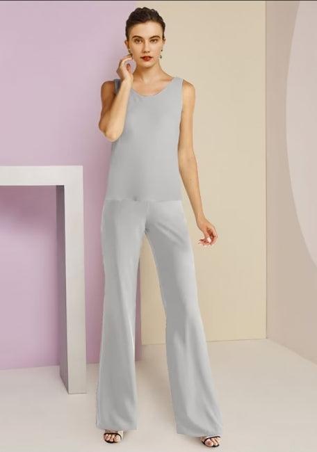 Einfaches Juwel Lange Ärmel Zweiteiliges Chiffon-Mutterkleid