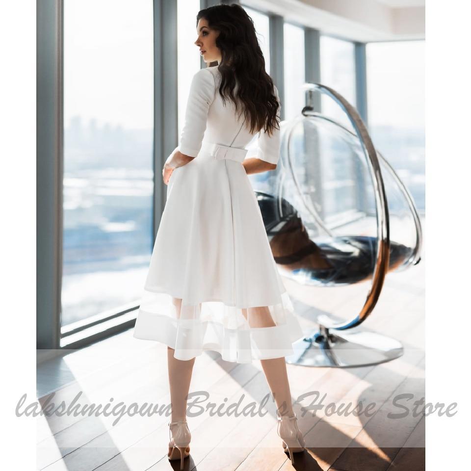 Vestido de novia elegante de satén sencillo hasta la rodilla de NumberSea