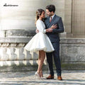 Vestido de novia de playa corto y sencillo con mangas de NumberSea