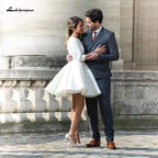 Vestido de novia de playa corto y sencillo con mangas de NumberSea