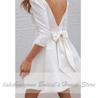 Vestido de novia de playa corto y sencillo con mangas de NumberSea
