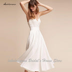 NumberSea Einfache Kurze Hochzeit Kleid Satin Sexy Braut Strand Spaghetti Trägern