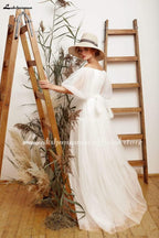 Vestido de novia sencillo de tul NumberSea, elegante, corte A