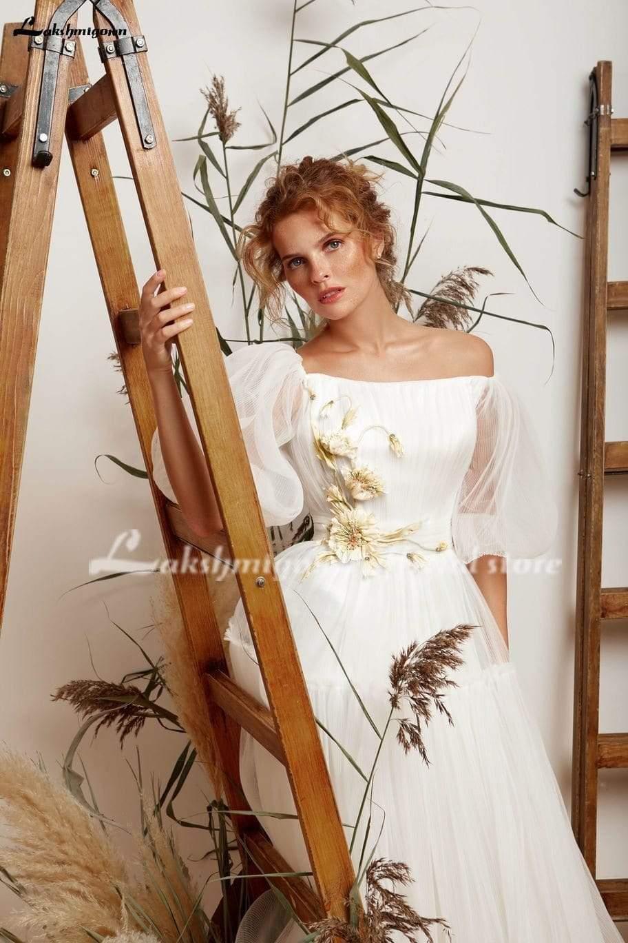Vestido de novia sencillo de tul NumberSea, elegante, corte A