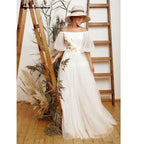 Vestido de novia sencillo de tul NumberSea, elegante, corte A